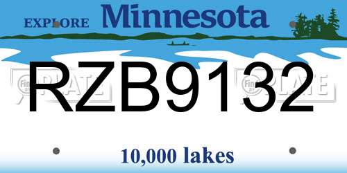 RZB9132 Minnesota License Plate