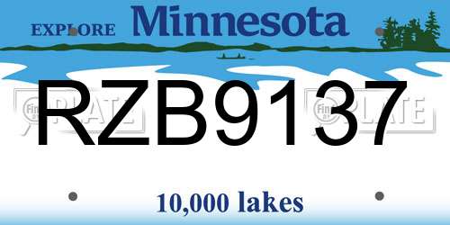 RZB9137 Minnesota License Plate