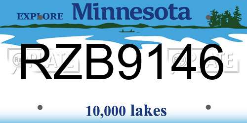 RZB9146 Minnesota License Plate