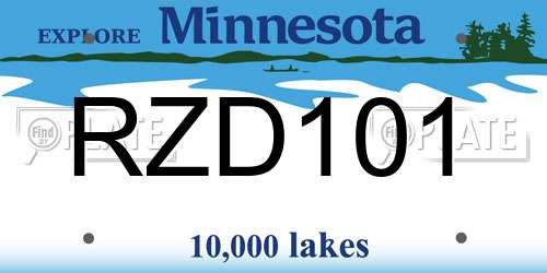 RZD101 Minnesota License Plate