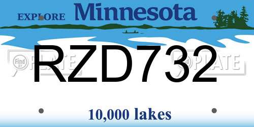 RZD732 Minnesota License Plate