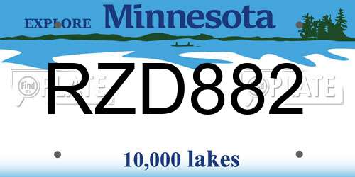RZD882 Minnesota License Plate