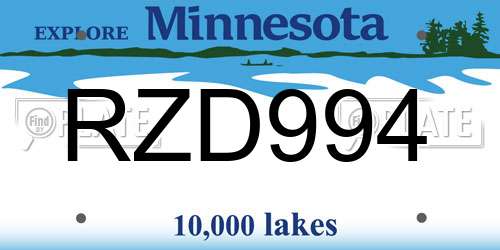RZD994 Minnesota License Plate