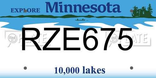 RZE675 Minnesota License Plate