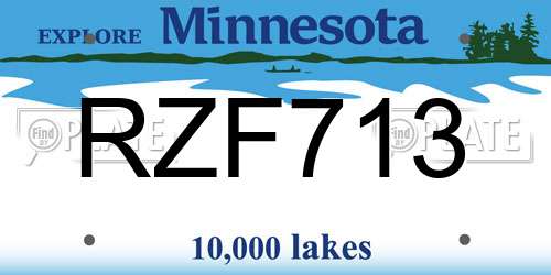RZF713 Minnesota License Plate