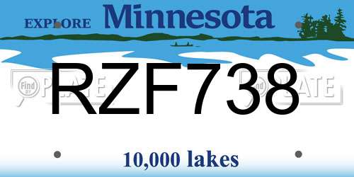 RZF738 Minnesota License Plate