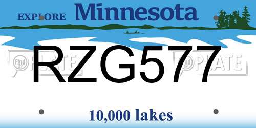 RZG577 Minnesota License Plate