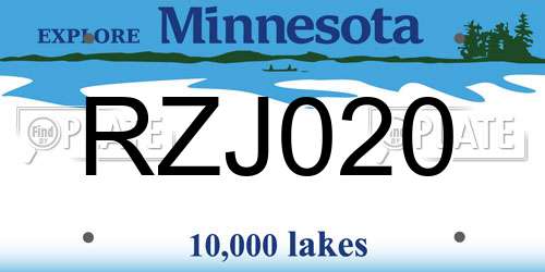 RZJ020 Minnesota License Plate