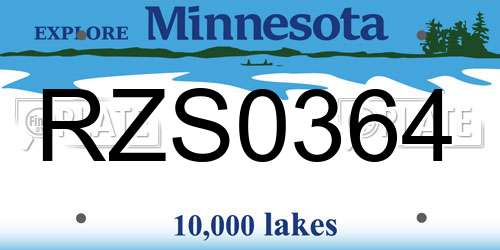 RZS0364 Minnesota License Plate