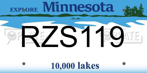 RZS119 Minnesota License Plate