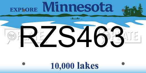 RZS463 Minnesota License Plate