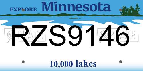 RZS9146 Minnesota License Plate