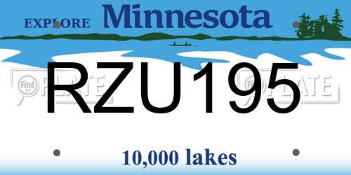 RZU195 Minnesota License Plate