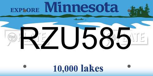 RZU585 Minnesota License Plate