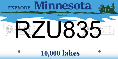 RZU835 Minnesota License Plate