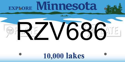 RZV686 Minnesota License Plate
