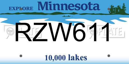 RZW611 Minnesota License Plate