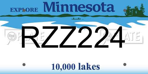RZZ224 Minnesota License Plate