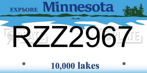 RZZ2967 Minnesota License Plate