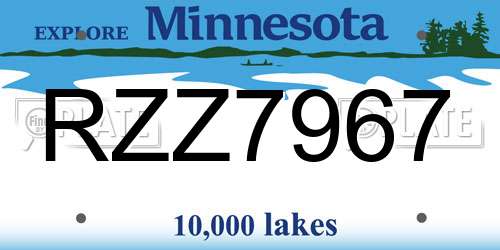 RZZ7967 Minnesota License Plate
