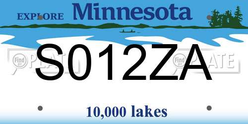 S012ZA Minnesota License Plate