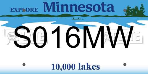S016MW Minnesota License Plate