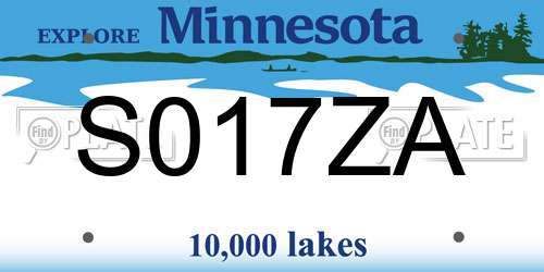 S017ZA Minnesota License Plate