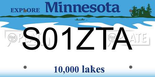 S01ZTA Minnesota License Plate