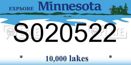 S020522 Minnesota License Plate