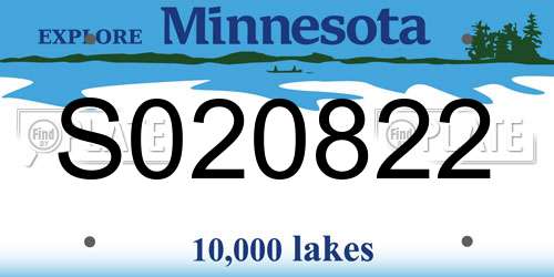 S020822 Minnesota License Plate