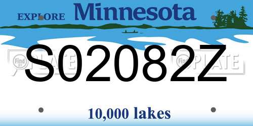 S02082Z Minnesota License Plate