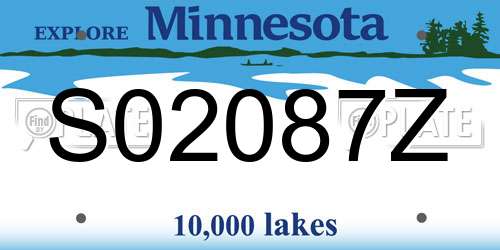S02087Z Minnesota License Plate