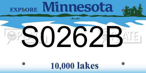 S0262B Minnesota License Plate