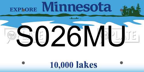 S026MU Minnesota License Plate