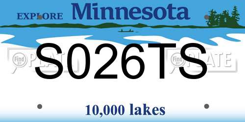 S026TS Minnesota License Plate