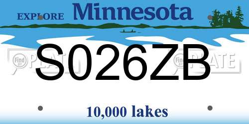 S026ZB Minnesota License Plate