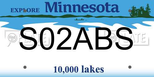 S02ABS Minnesota License Plate