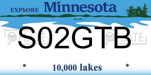 S02GTB Minnesota License Plate