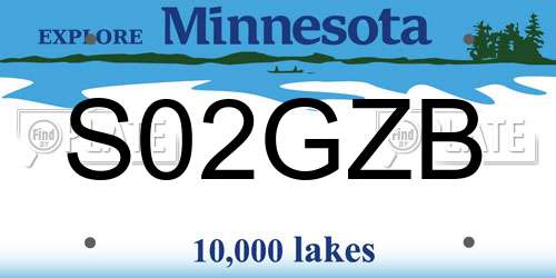 S02GZB Minnesota License Plate