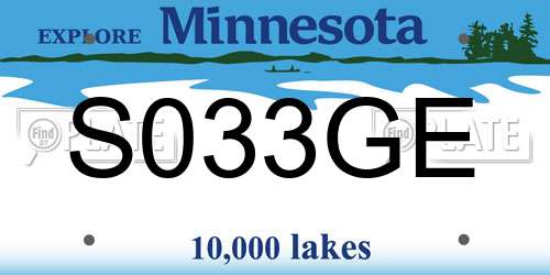 S033GE Minnesota License Plate