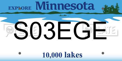 S03EGE Minnesota License Plate