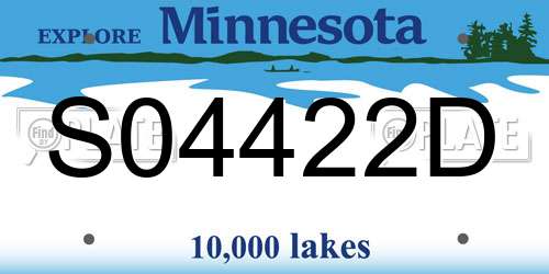 S04422D Minnesota License Plate