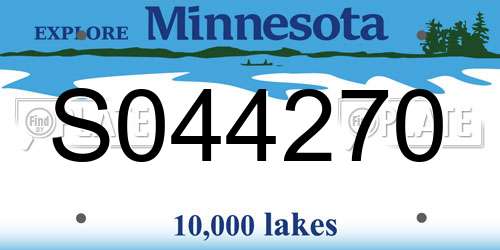 S044270 Minnesota License Plate