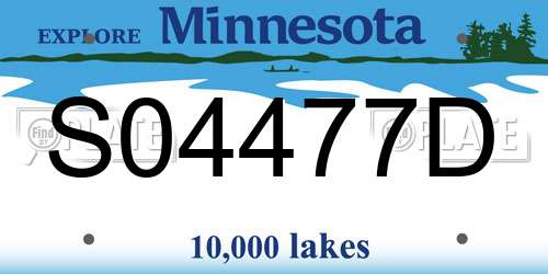 S04477D Minnesota License Plate