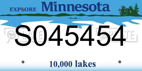 S045454 Minnesota License Plate