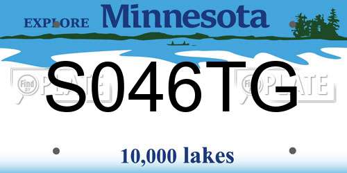S046TG Minnesota License Plate