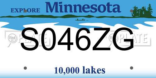 S046ZG Minnesota License Plate