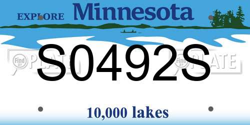 S0492S Minnesota License Plate