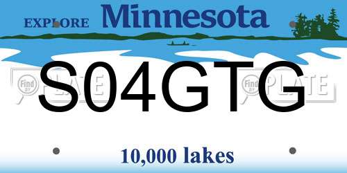 S04GTG Minnesota License Plate