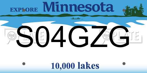 S04GZG Minnesota License Plate